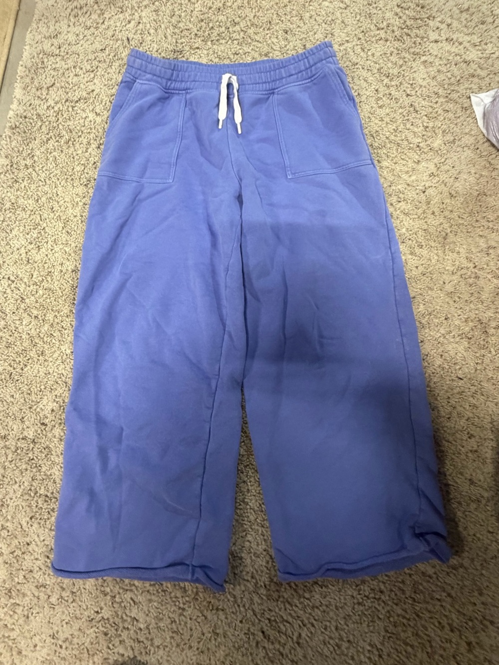 Casual Wide-Leg Drawstring Sweatpants - Blue